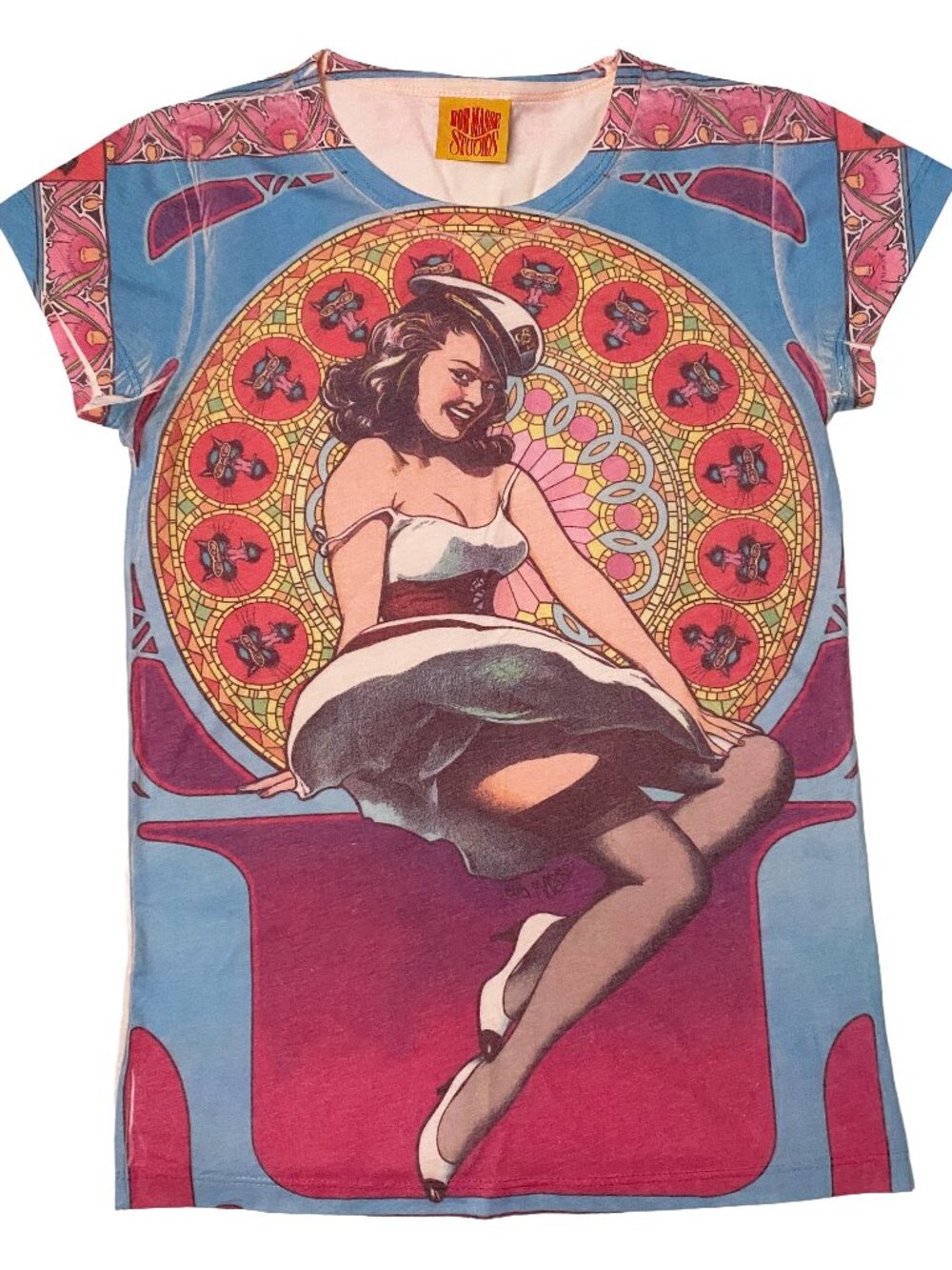 Bob Masse Studios pin up sailor trippy kitty tee